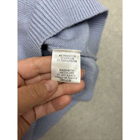 Böhme Sweater Women L Blue Pullover Buttons‎ Short Sleeve Knit Soft Puff Sleeve - Picture 6 of 8